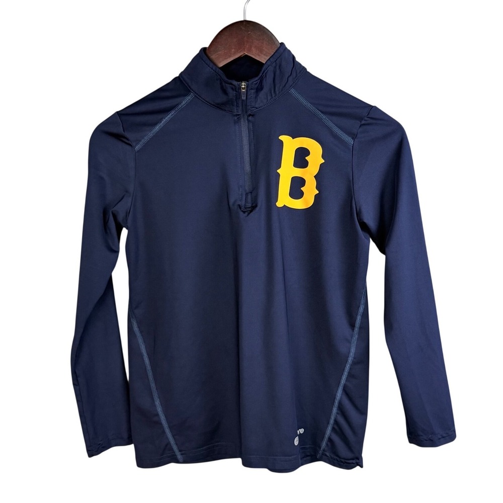 Holloway Youth Coolcore 1/4 Zip Pullover Navy Blue Athletic Shirt Size M B Logo